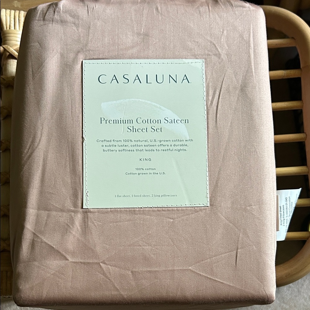 Casaluna King Premium Cotton Sateen Sheet Set - Light Adobe Clay